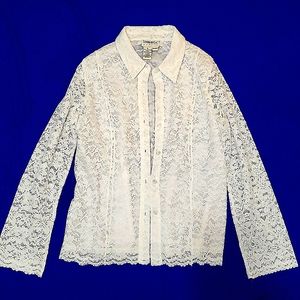 White shear flower print button up